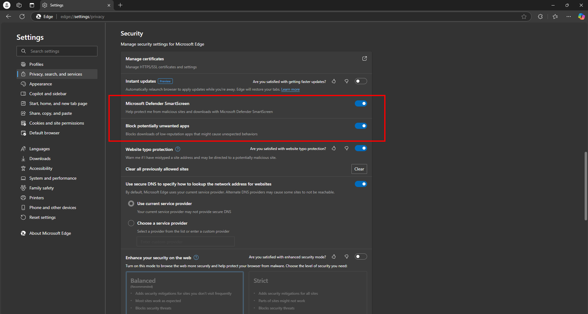 Microsoft Edge defender smart screen