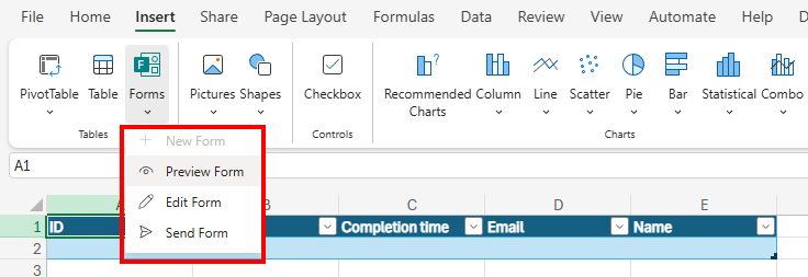 Step 3 Excel Form