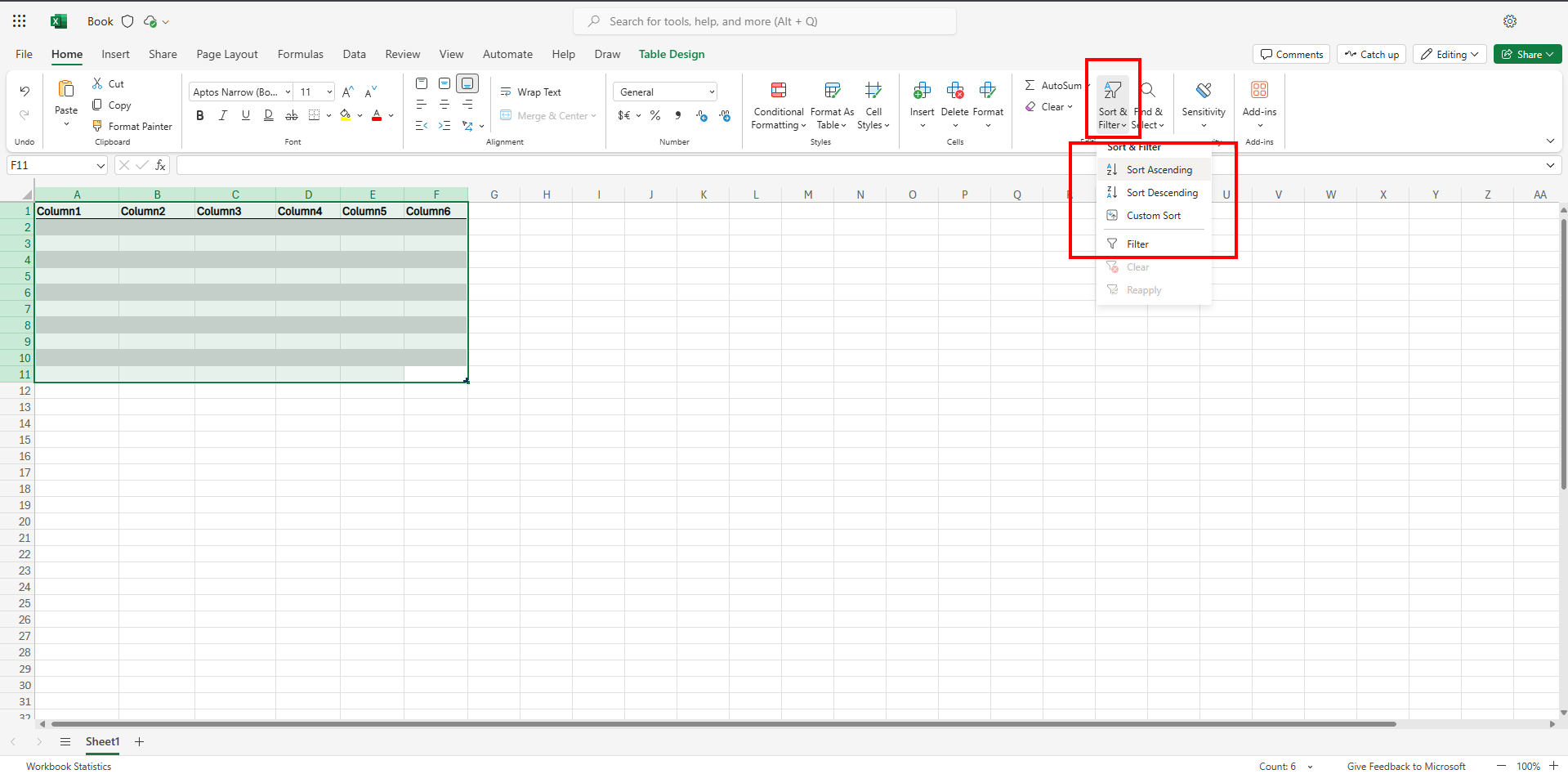 step 2 sort and filter in excel