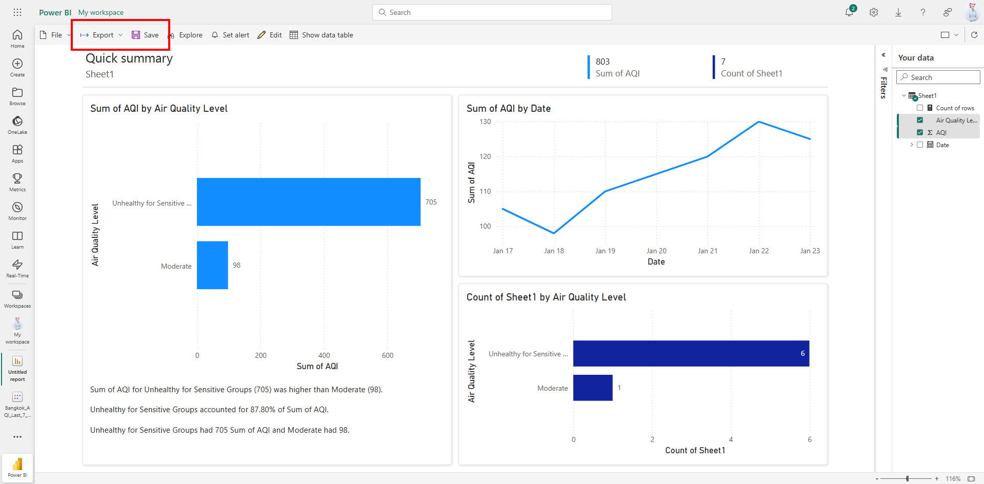 step 8 save and export the visualize data