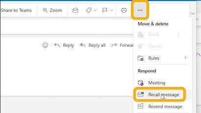 Unsend Email in Outlook Steps