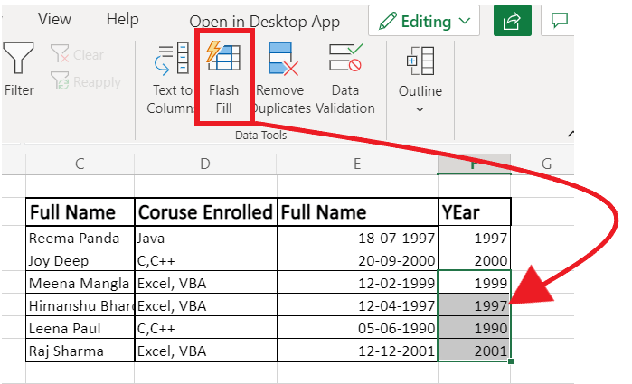 flash-fill-in-excel of the image