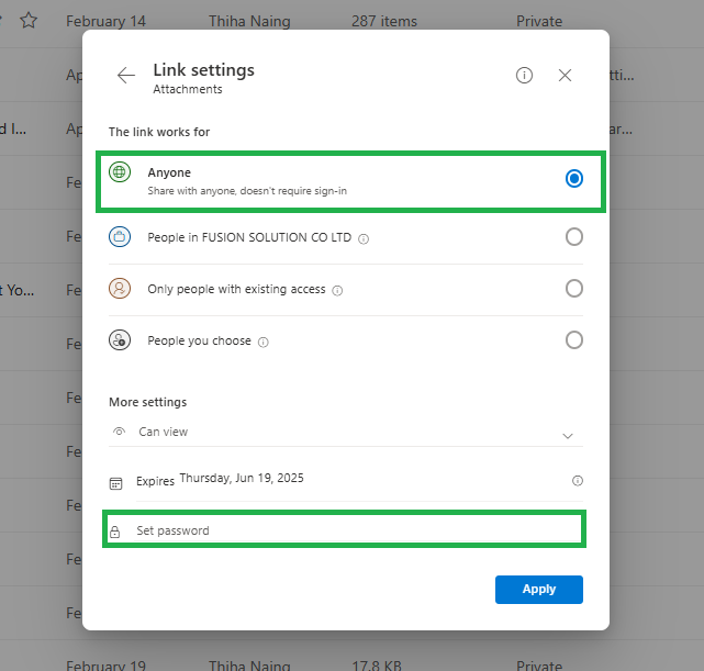 set password