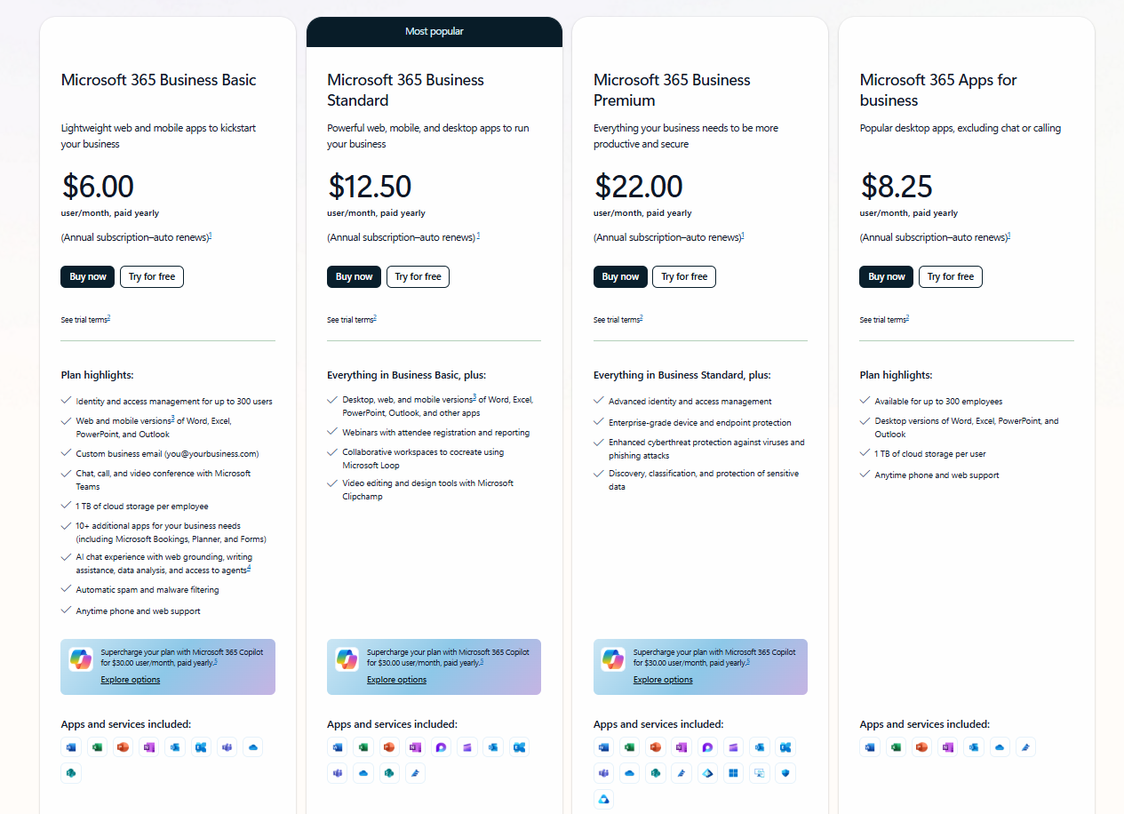 Microsoft 365 Plans and Pricing