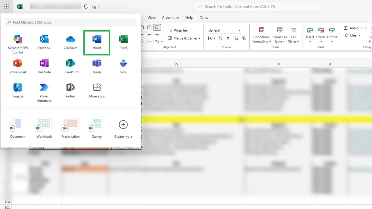 Launch Microsoft Word.